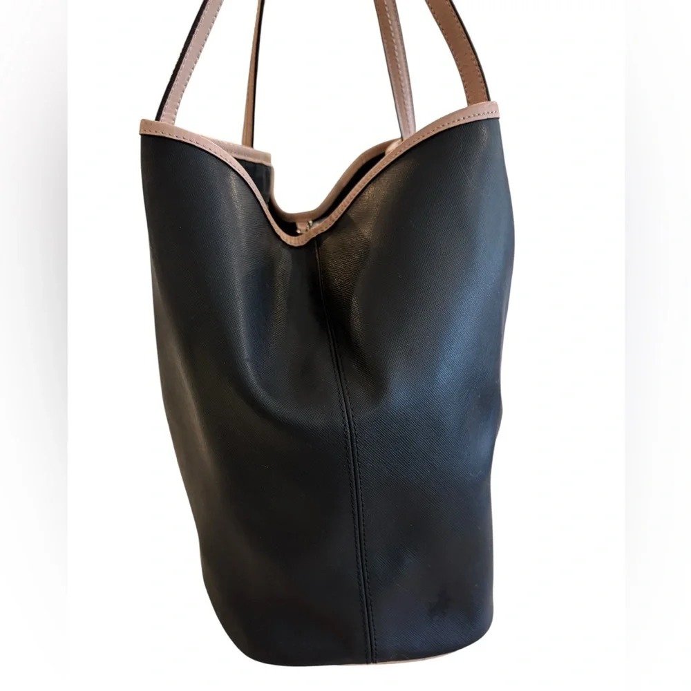 Coach Black Tote with Tan Leather Trim